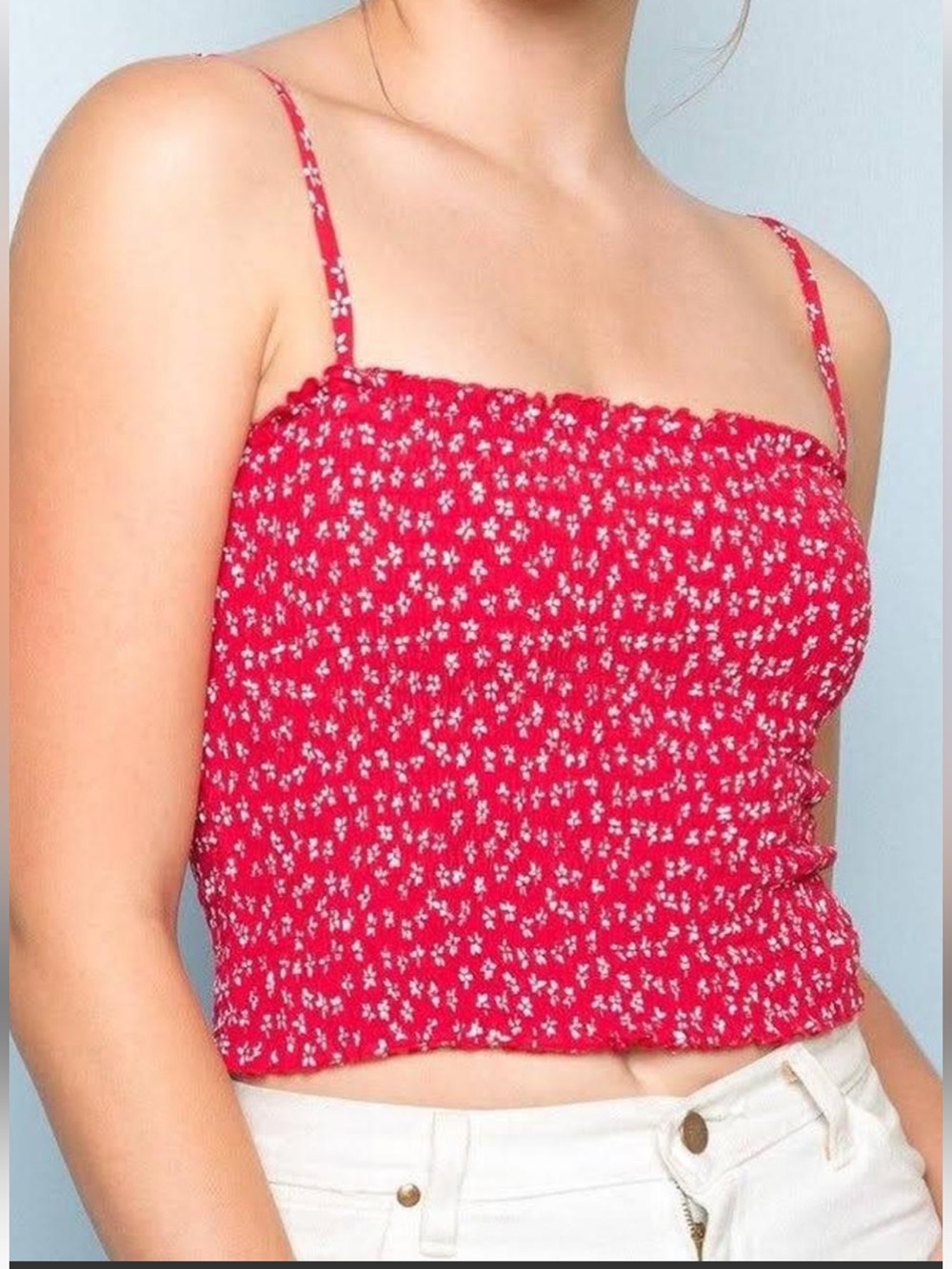 Brandy Melville floral smocked cami top